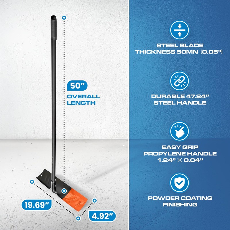 PLEXON 50" Concrete Placer 20" Wide Blade with Metal Handle,