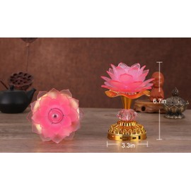 Omeet Colorful LED Lotus Buddhist Lamp, Gradient Buddha Light for Worship, Prayer and Display, Low Power Consumption, Eco - Friendly Material for Buddha Occasions, Buddhist Supplies - Pink