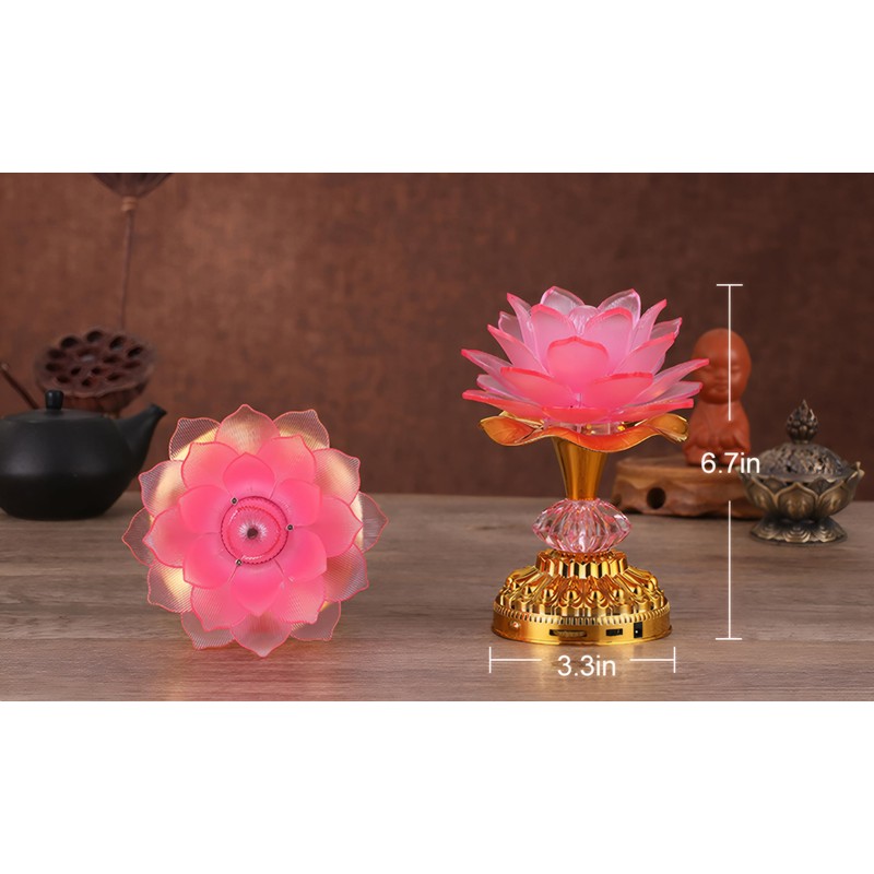 Omeet Colorful LED Lotus Buddhist Lamp, Gradient Buddha Light for