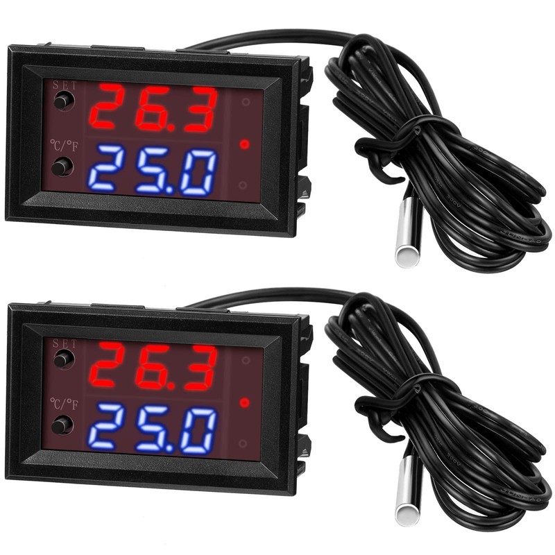 2 Pieces 12V Electronic Temperature Controller Programmable -50 to 110
