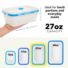 ECOBERI Collapsible Silicone Food Storage Containers, BPA Free, Microwave, Freezer and Dishwasher Safe, Lunch, Meal Prep, Travel, Space-Saving