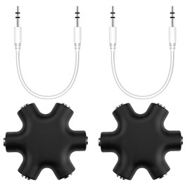 5-Jack Multi Headphone Audio Splitter, Headphone Splitter with 3.5 mm Connection, Connects Up to Five Devices at the Same Time, Ideal for Classroom, Audio Mixing, Compatible with Smartphones, Tablets (1)