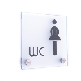Door Sign Glass Vitrum B (130/130 mm B2) (WC Women's Standard)