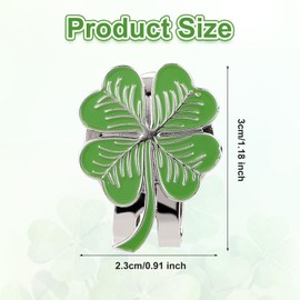 Penitue Magnetic Golf Ball Marker Hat Clip, Green Four-Leaf Clover Golf Marker Hat Clip for Women Men Golfers Bag Belt Gloves Accessories