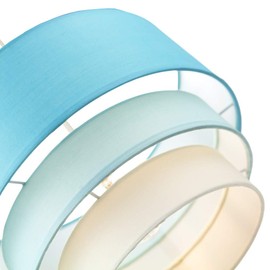 Contemporary Round Triple Tier Teal/Blue Cotton Fabric Designer Pendant Lighting Shade | 60w Maximum | Modern Style | 30cm Diameter by Happy Homewares