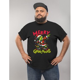 MoonWorks® Men's T-Shirt Christmas Fall Out Christmas Shirt Grinch Christmas Outfit Men Funny, Merry Grinchmas Black