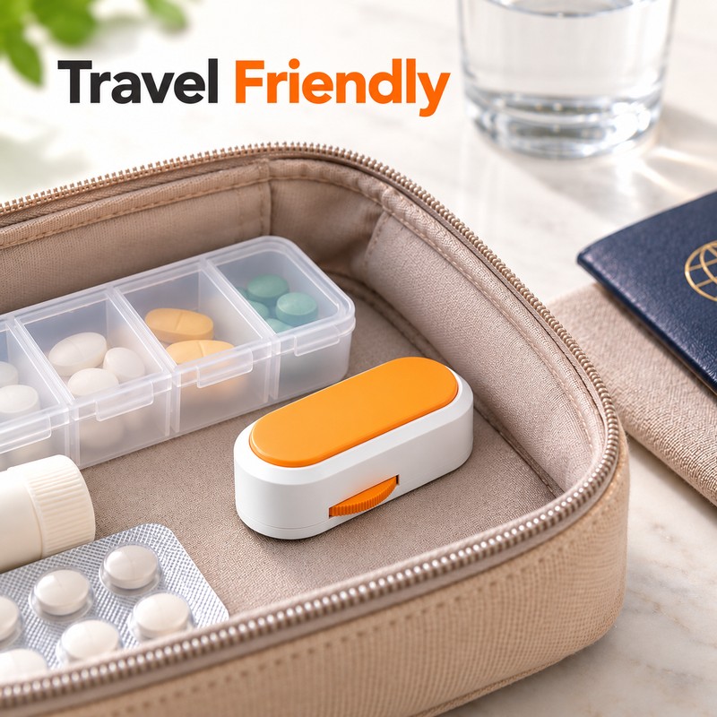 Precision Pill Cutter with Adjustable Tablet Holder – Press-to-Cut Pill
