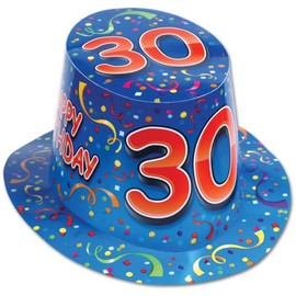 Gradient Blue Confetti"Happy 30 Birthday" Paper Hi-Hat - 1pc