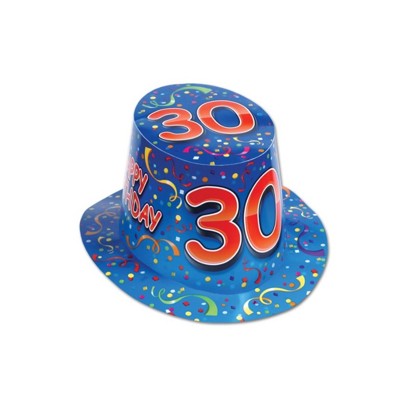Gradient Blue Confetti"Happy 30 Birthday" Paper Hi-Hat - 1pc