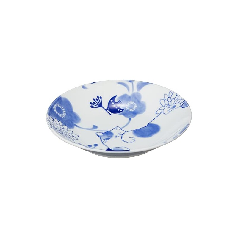 Ceramic Indigo Nohohon Cat Bread Plate Sora