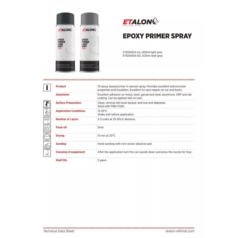 ETALON ET-4004LG Grey 999 Epoxy Primer Spray Aerosol 500ml HIGH