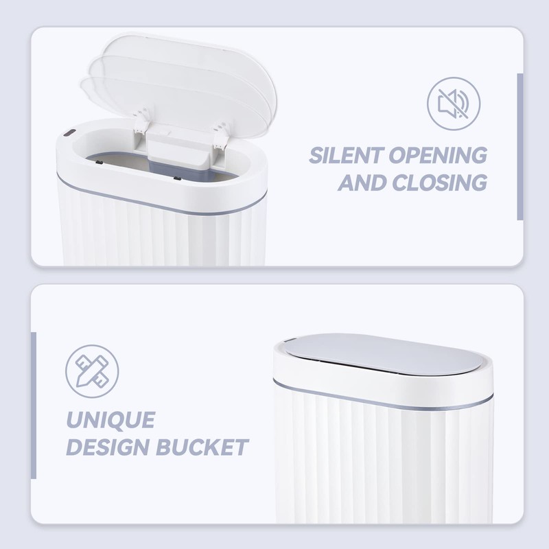 ELPHECO Bathroom Motion Sensor Bin 7.5 Litre Automatic Bin, 8L