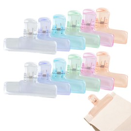 YINPIXUS 12 Packs Clear Chip Clips for Food Storage, Chip Clips Bag Clips Food Clips Cute for Kitchen Food Packages, Plastic Snack Bag Clips with Air Tight Seal Grip, 6 Colors