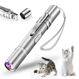 Koackl Cat Pointer Toy, LED Light Pointer Cat Toys for Indoor, USB Recharge 3 Light Colors Cat Interactive Toys for Dogs, Cats, Training Chaser Interactive Toy