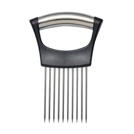 MEETOZ Stainless Steel Onion Holder Fruits Veg Meat Tomato Cutter Slicer Peeler Chopper,Stainless Steel Cutting Kitchen Gadget