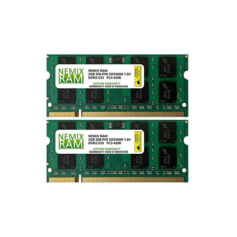 NEMIXRAM 4GB (2X2GB) DDR2 533MHz PC2-4200 200-pin SODIMM Laptop Memory