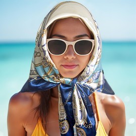 Dresyu 35" Square Silk Like Head Scarf Bandanas for Women Satin Scarves for Hair Wrapping and Sleeping at Night