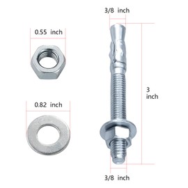 ScinoTec Wedge Anchors Zinc Plated Heavy Duty Fastener for Concrete (6, 3/8" x 3")
