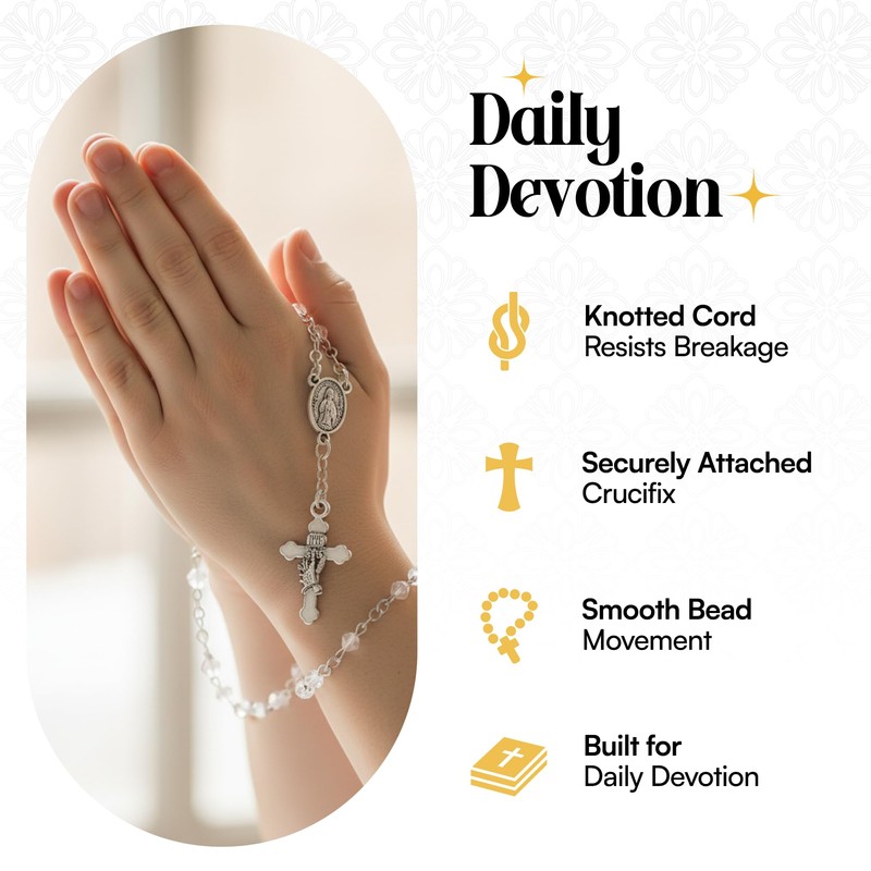 Catholic Rosary Beads with Metal Keepsake Gift Box Set (Padre