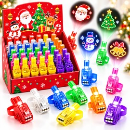 Christmas Projection Finger Lights, 36-Piece Light-Up Party Favor Set with Assorted Holiday Designs, Mini Finger Flashlights for Stockings, Goodie Bags, Parties & Festive Events