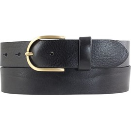 BELTINGER Women's belt made of full cowhide leather, 3.5 cm, jeans belt for women, 35 mm, chino belt with round, golden belt buckle, Black, Gold