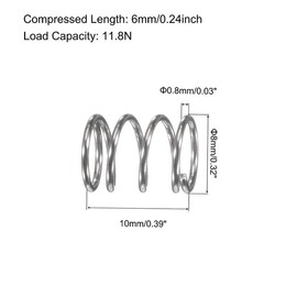 MACHSWON Compression Spring for Tools and Equipment Hand Tools Automotive Furnitures Replacement Parts Compressed Spring 0.8mm Wire Dia, 8mm OD, 10mm Free Length, 11.8N Load Capacity 10pcs