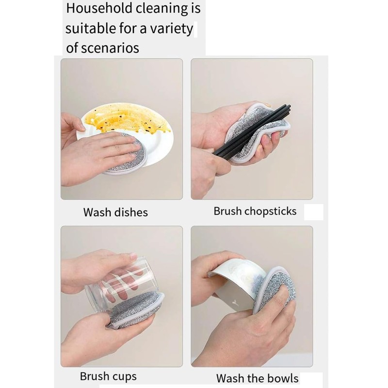 pobowlgarls Multifuctional Round Wire Dishwashing Rags Dish Cloth for Wet