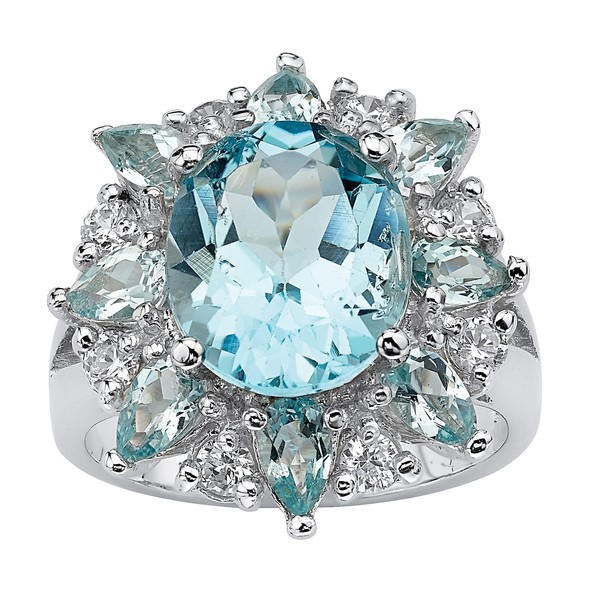 PalmBeach Sterling Silver Oval Shaped Genuine Blue Topaz Ring Sizes