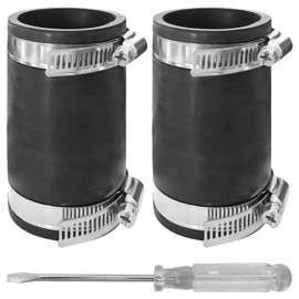 2 Pcs 2''x100mm Flexible TPE Coupling with Stainless Steel Clamps - High Temp Resistant Pipe Connector for Dust Collection Hose & Pipe Supports, Screwdriver Included, Industrial, HVAC, Plumbing Use