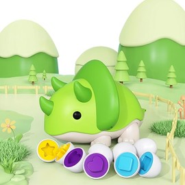 ZhaoJum 10 Pcs Matching Eggs with Dinosaur Case, Montessori Fine Motor Skills Toys for Toddlers, Preschool Learning Shape Sorting Easter Eggs Toy Sensory Toys for Autistic Children