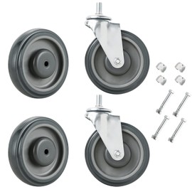 ATPEAM Shopping Cart Caster Wheel | Polyurethane Shopping Cart Wheels with Hardware | 4 Pack 5 inch Wheels for Cart | Shopping Cart Wheels Replacement Kit for Retail Stores (Grey)