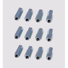 12 Pack 1/4-28 X 7/8" Long Fine Thread Hex Coupling Nut with Zinc Plate