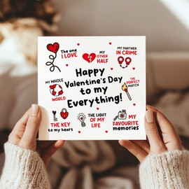 RED OCEAN Happy Valentines Day To My Everything Card Valentines Card For Boyfriend Girlfriend Husband Wife Valentines Day Card For Him Her Husband Card Wife Card Cute Card For Boyfriend or Girlfriend