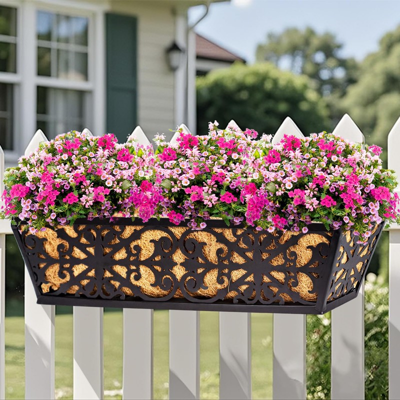 2 Pack 24 Inch Window Boxes Planters Railing Planter Box