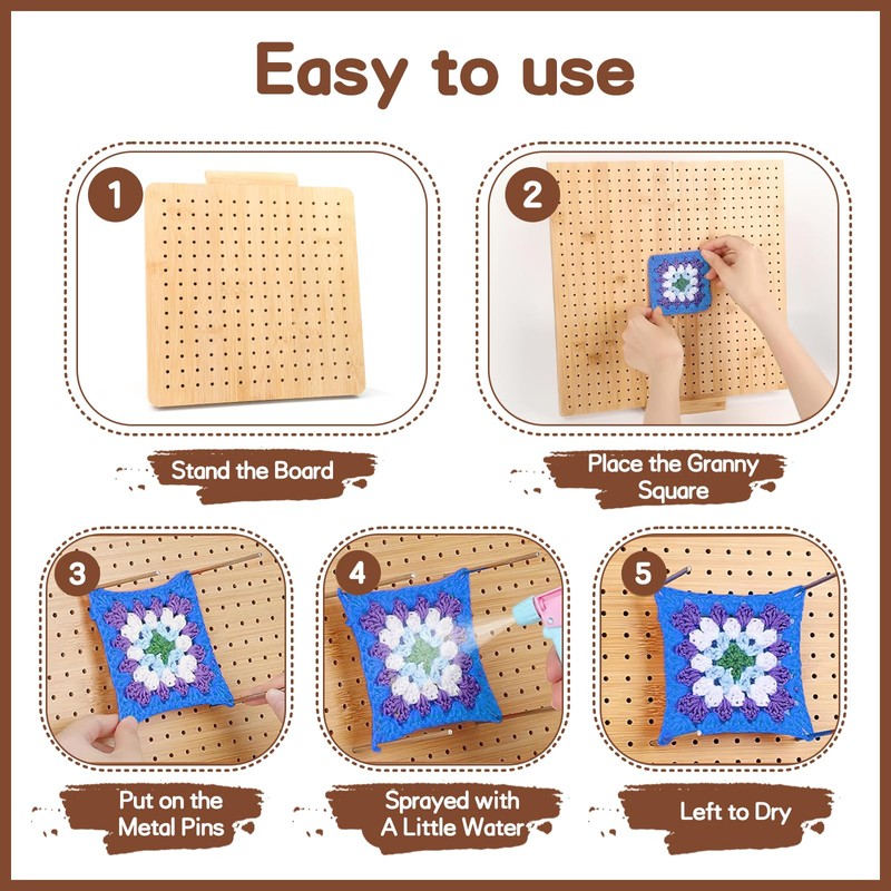 7.9 Inch Blocking Board Crochet Large, Handcrafted Wooden Blocking Board