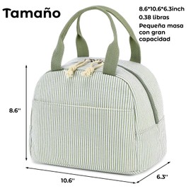 Bolsa De Almuerzo Unisex,Bolsa De Almuerzo Con Aislamiento Reutilizable,Bolsa Térmica Aislante De Gran Capacidad Para El Trabajo,El Picnic O Los Viajes (Raya Verde)