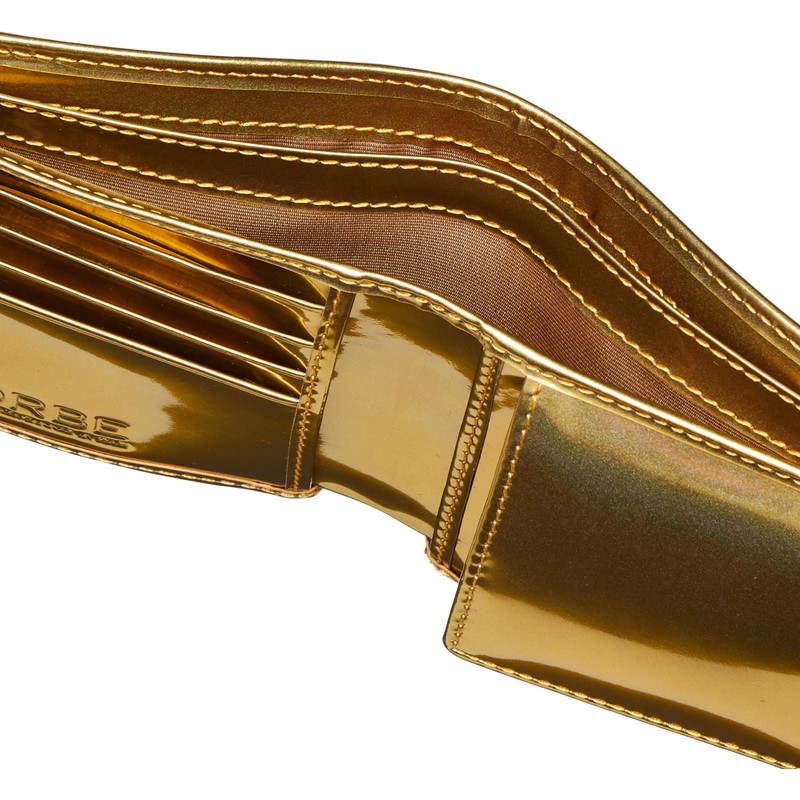 Golbe 91048 Rainbow Gold Italian Leather Bifold Wallet, gold