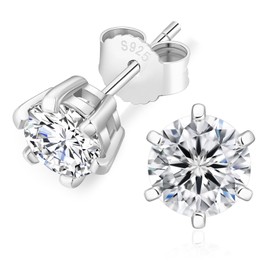 KRKC&CO Women's Moissanite Earrings 925 Silver 0.6/1/1.2/1.6/2/3ct Moissanite Diamond, VVS1 D Colour, 14K Yellow Gold/White Gold, Gift Women, 4-7.5 mm, Silver, Moissanite