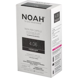 NOAH Permanent Hair Dye 4.06 Coffee Brown – Ammonia-Free Hair Colour with Linseed Oil & Rice Proteins - Nourishing, Long-Lasting & Grey Coverage - Complete Hair Colour Kit - 140ml