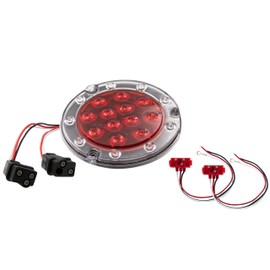 Maxxima M85417R-KIT Red LED Ultra Thin Round Hybrid Lightning Stop Turn Tail (STT) Back-Up Light Kit, Flange Mount Reverse Light Compatible for Trailers, Trucks, RVs, Jeep Wranglers
