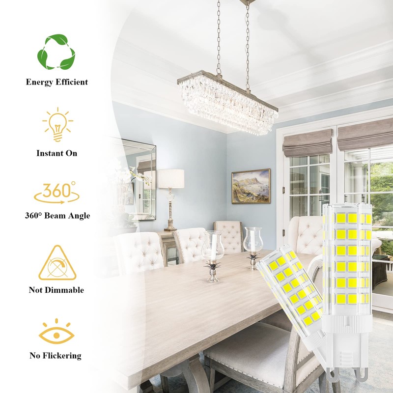 DiCUNO G9 LED Bulb, Ceramic Base Light Bulb 6W (60W