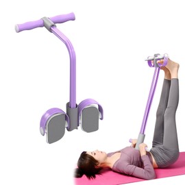 Abdominal Trainer, Sit-Up Training Equipment, 6 Tubes Fitness Elastic Pull Rope, Tension Rope Pull Up Pilate Foot Pedal Resistance Band Workout Tool Ab Shaper(Purple)