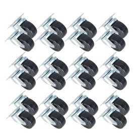 Timunr 24Pcs Black 2 Inch Casters Wheels Heavy Duty Rubber Swivel Caster Wheels with Top Plate & Bearing