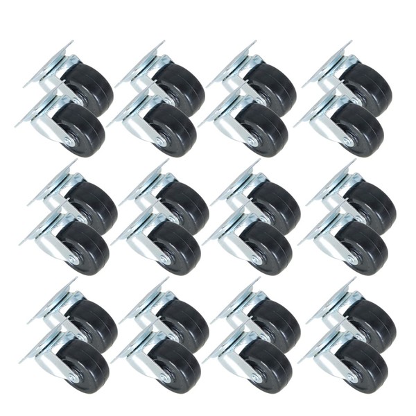 Timunr 24Pcs Black 2 Inch Casters Wheels Heavy Duty Rubber