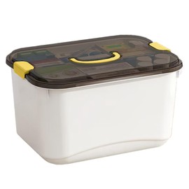 Ayeelamb Medikamentenbox aufbewahrung, Tragbare Medizinbox, 2 Ebene Hausapotheke box, Große kapazität Medikamenten Aufbewahrung für zu hause, im freien, 27x37x22 cm (Weiß)