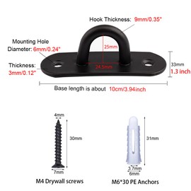 JOMIHONEY Stainless Steel Heavy Duty Ceiling Hooks with Screws and Plastic Anchors, Wall Mount Pad Eye Plate Top Hook Hanging Hardware for Yoga Hammock Swing Boat Sandbag Plant Basket