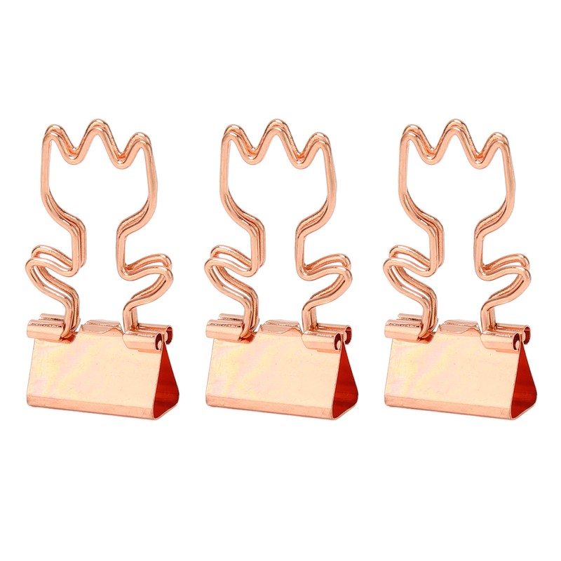 100Pcs Rose Gold Hollowed Long Tail Binder Paper Clips Beautiful