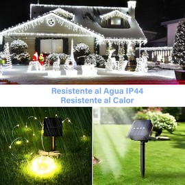 DAHAN 32 m 300 LED Luces Solares Navideñas de Cable Plano Solar al Aire Libre, Impermeables IP44, 8 Modos Luces Solares para Patio, Jardín, Balcón, Luces de Decoración para Navidad(Blanco frio)