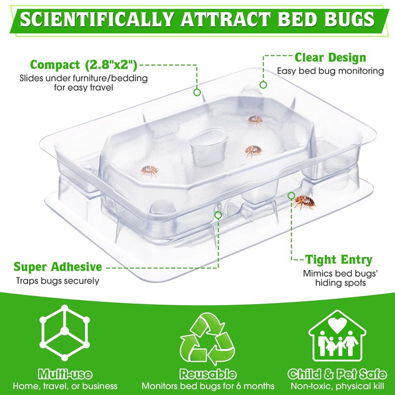 Qualirey 32 PCS Bed Bug Detector Reusable, Bedbug Traps with
