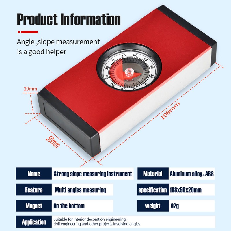 Level Ruler Slope Meter Levelling Box Level Angle Measuring Tool